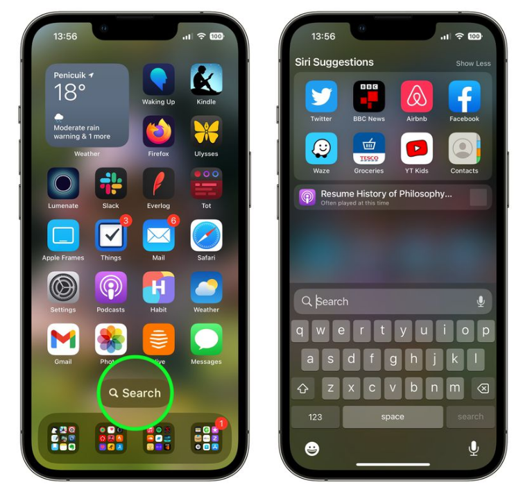船山苹果手机维修分享升级到 iOS 16 后，如何删除主屏幕上的搜索按钮 
